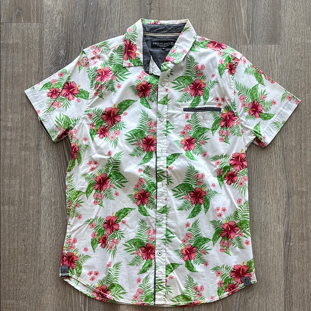 Men's Floral Free Planet Shirt - casual button down